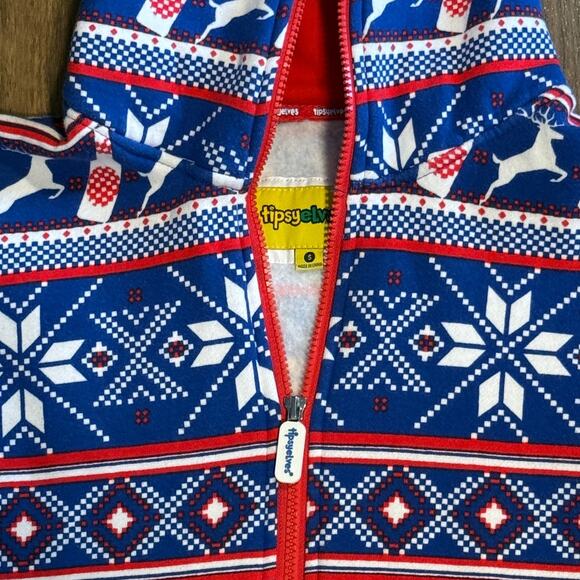 Tipsy Elves Christmas Onesie Men’s Small Red Green Holiday Pajamas - Picture 2 of 6